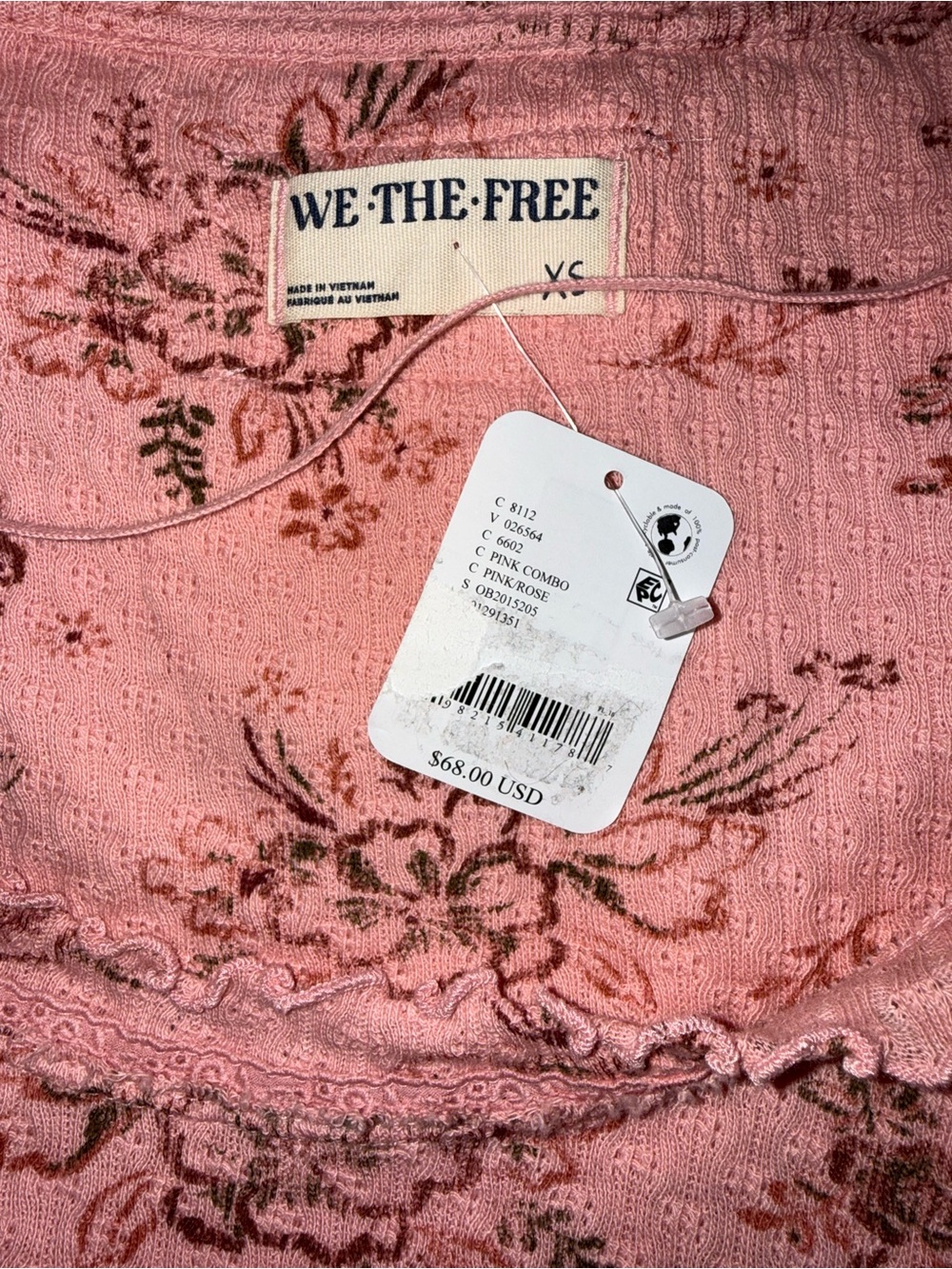 We The Free Rose Pink Floral Ruffle Neck Top - Picture 5 of 5